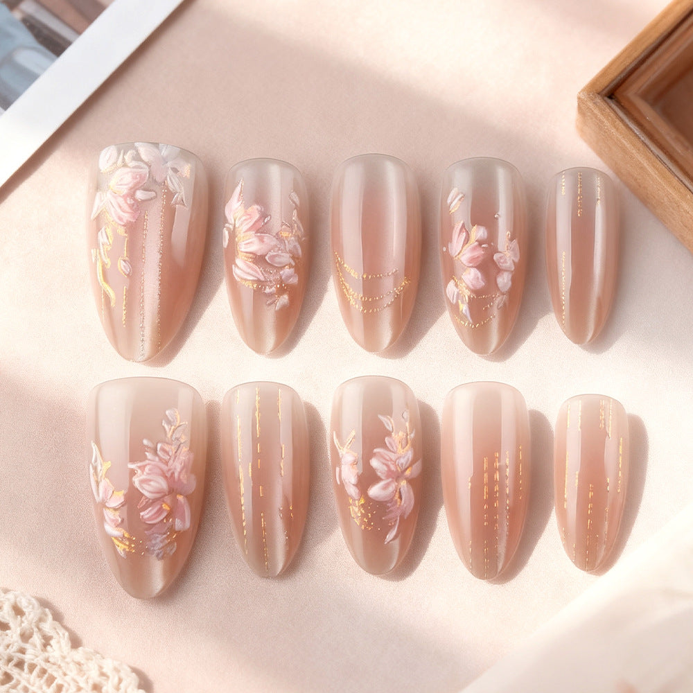 Floral Embellished Press-On Nails Bowlift