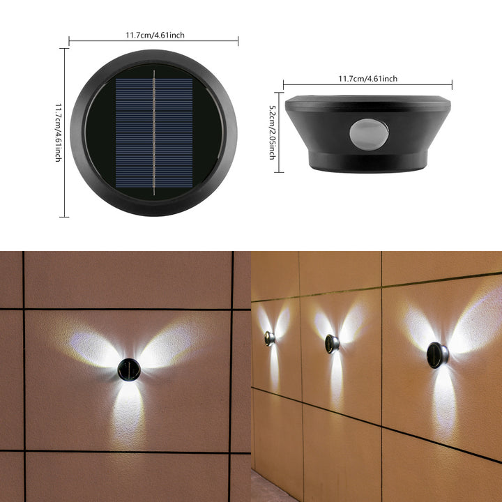 Outdoor Solar Wall Light Multi-Beam LED Decorative Accent Bowlift