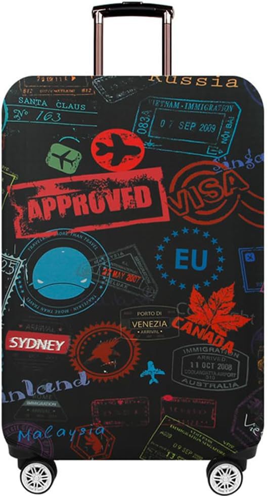 Unisex non-elastic suitcase protective cover with world travel design for hard-shell trolley and spinner wheels Bowlift