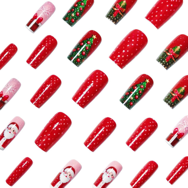 Christmas nail art with festive Santa and Christmas tree design Bowlift