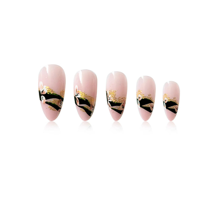 Artistic Floral Gel Press-On Nails Bowlift