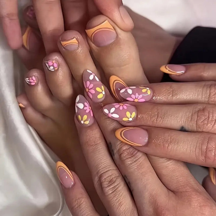 Decorative Floral Press-On Pedicure Set Bowlift