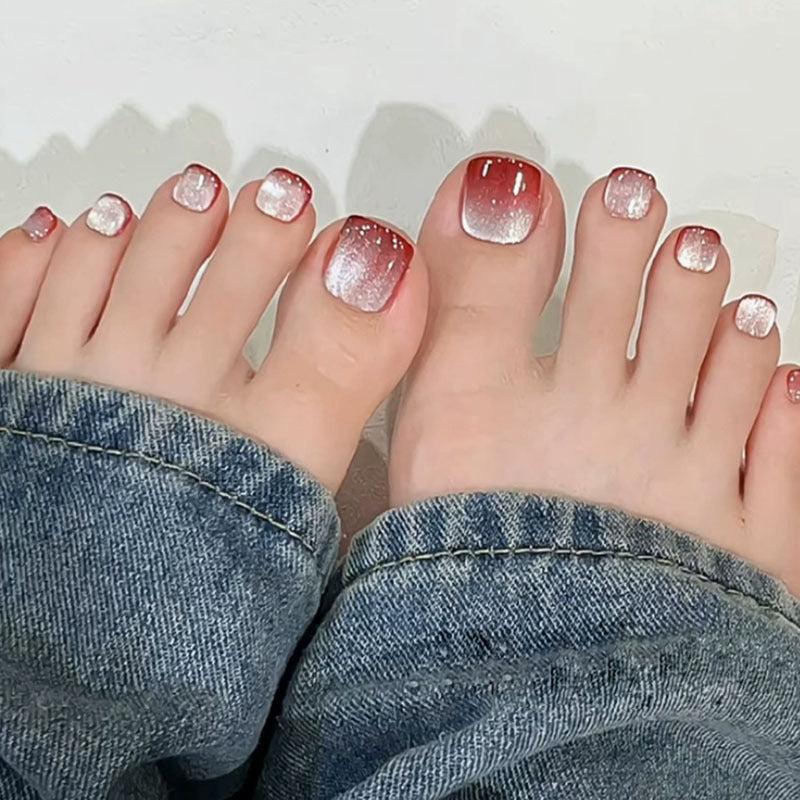 Decorative Ombre Press-On Toe Nail Art Bowlift