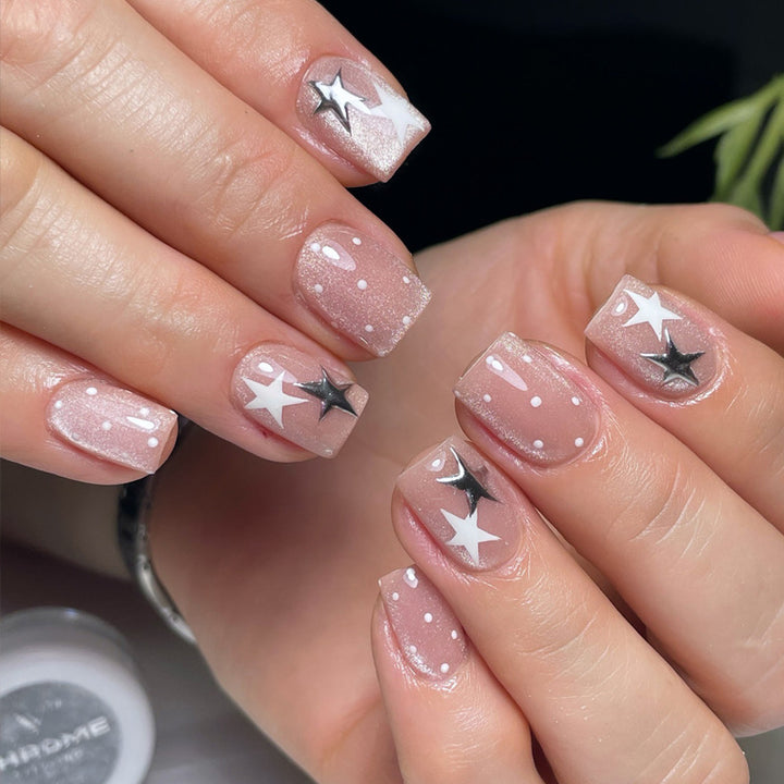Star-Embellished Gel Nail Art Bowlift