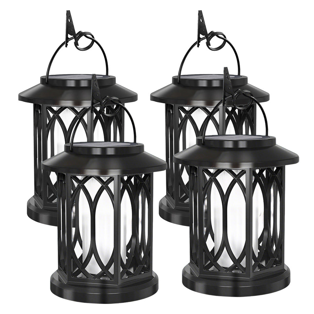 Decorative Solar Hanging Lantern With Metal Lattice Panels Bowlift