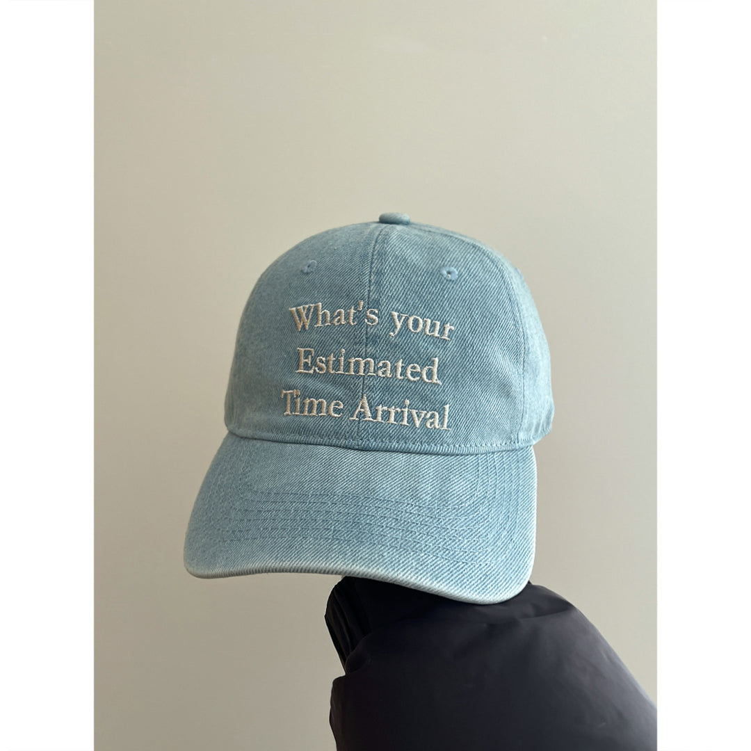 Denim Baseball Cap with Quote Embroidery