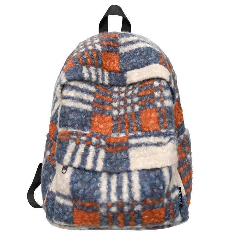 Cozy Fleece Checkered School Backpack Bowlift