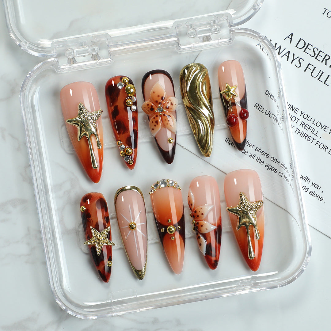 Acrylic nail set with elegant decorations Bowlift