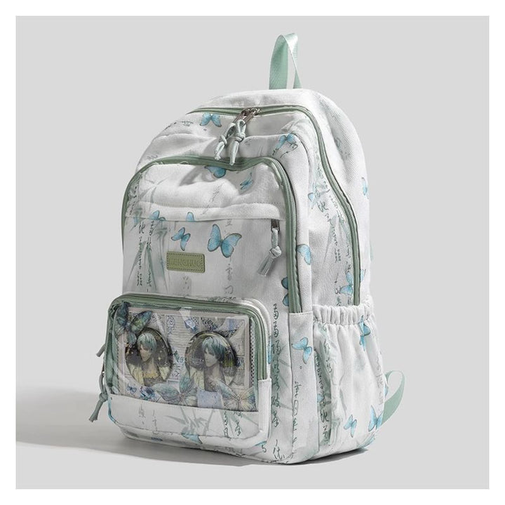 Butterfly-Printed Multi-Compartment Backpack Bowlift