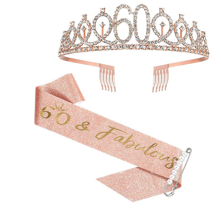 Ladies Sparkling Tiara with personalized 80th Birthday Inscription Bowlift