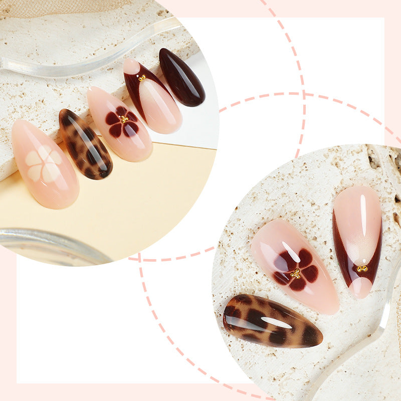 Artistic Press-On Nail Kit with Floral and Animal Prints Bowlift