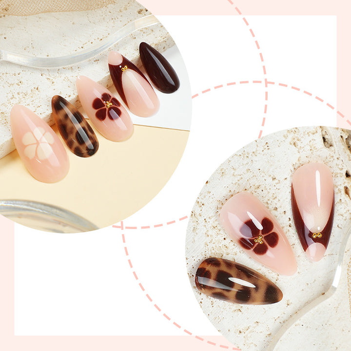 Artistic Press-On Nail Kit with Floral and Animal Prints Bowlift