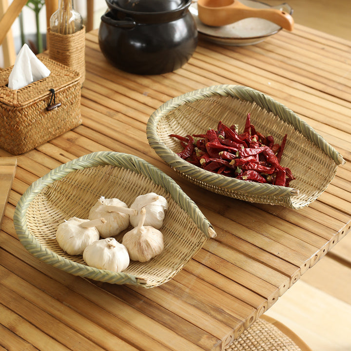 Oval Handwoven Storage Basket Bowlift