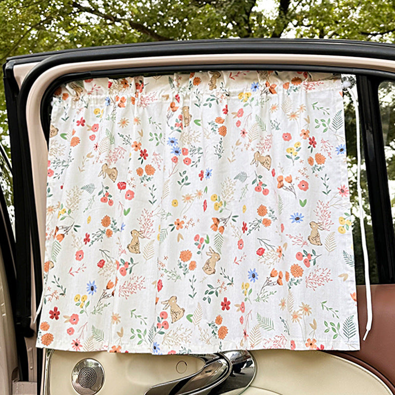 Unisex nan sun protection car curtain with elastic fastening strap and opaque cotton blend Bowlift