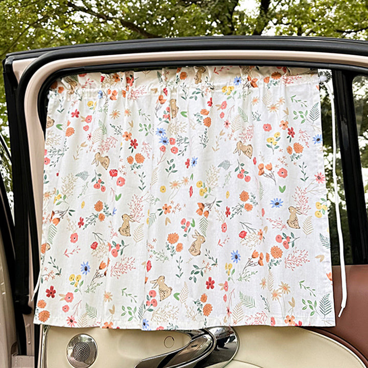 Unisex nan sun protection car curtain with elastic fastening strap and opaque cotton blend Bowlift