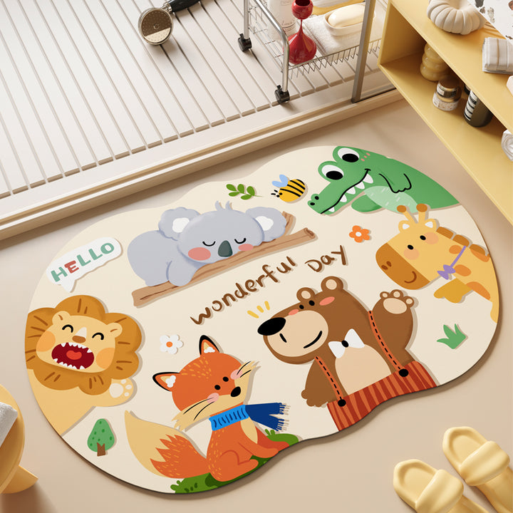 Playful Cartoon Animal Area Mat Bowlift