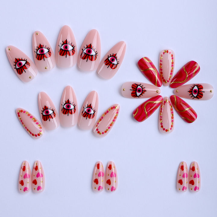 Creative heart and eye designs artificial nails Bowlift