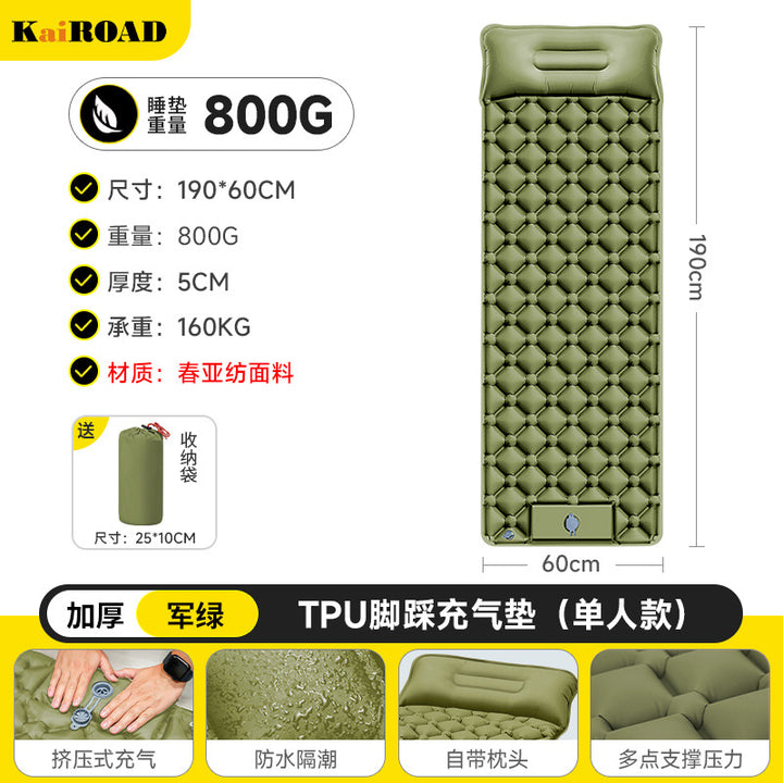 comfortable inflatable camping mat with integrated pillow and waterproof TPU surface Bowlift