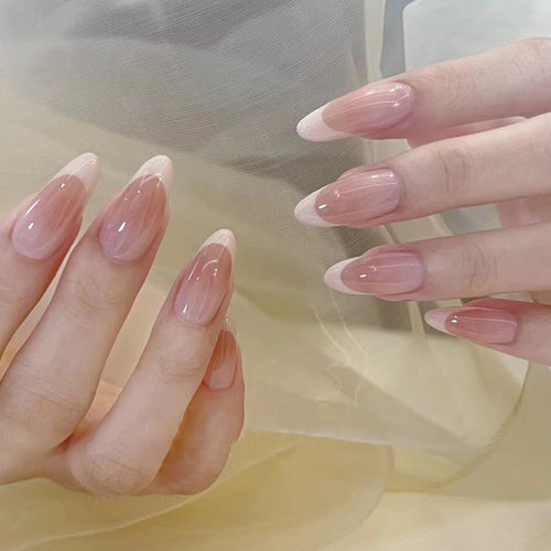 Elegant French Tip Press-On Nails Bowlift