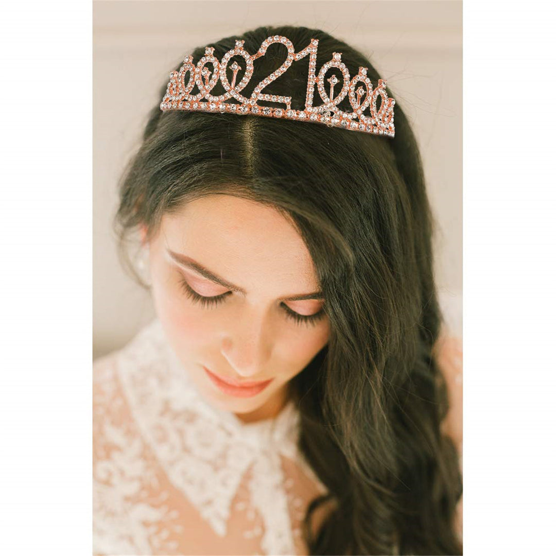 Girl Glittering Birthday Crown and Sash Set Bowlift