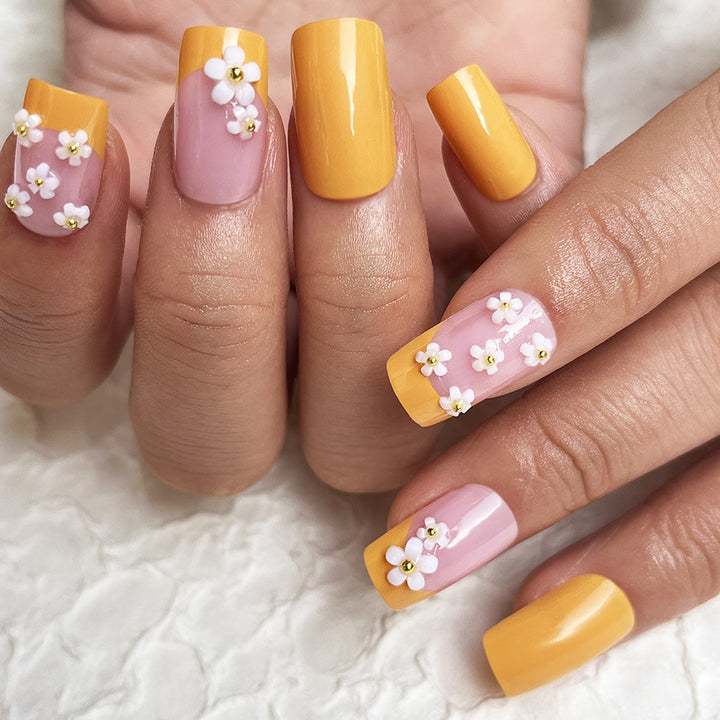 Floral Acrylic Nail Tips Bowlift