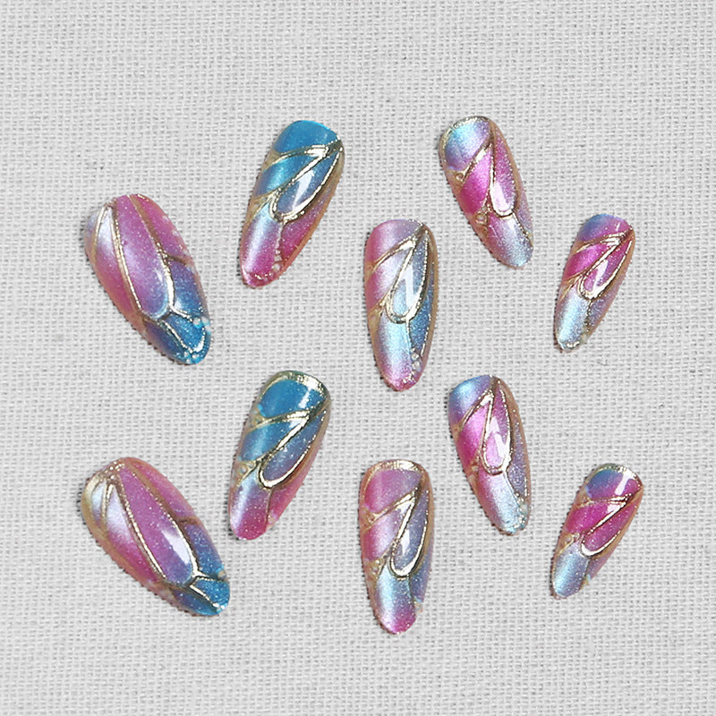 Artificial nails in elegant design with floral watercolor motif Bowlift