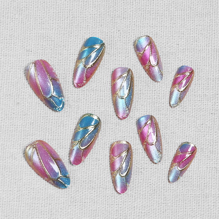 Artificial nails in elegant design with floral watercolor motif Bowlift