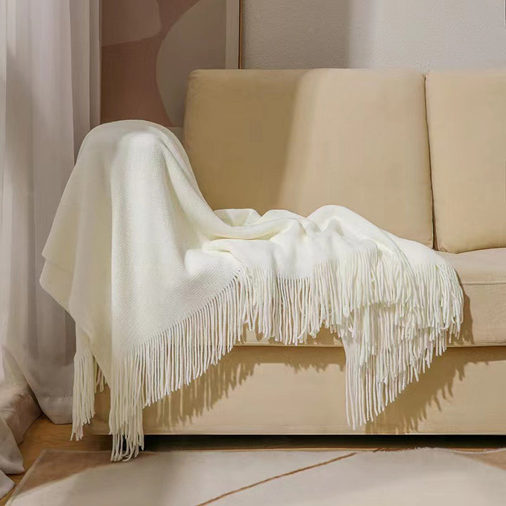 Luxurious Fringe Knit Throw Blanket