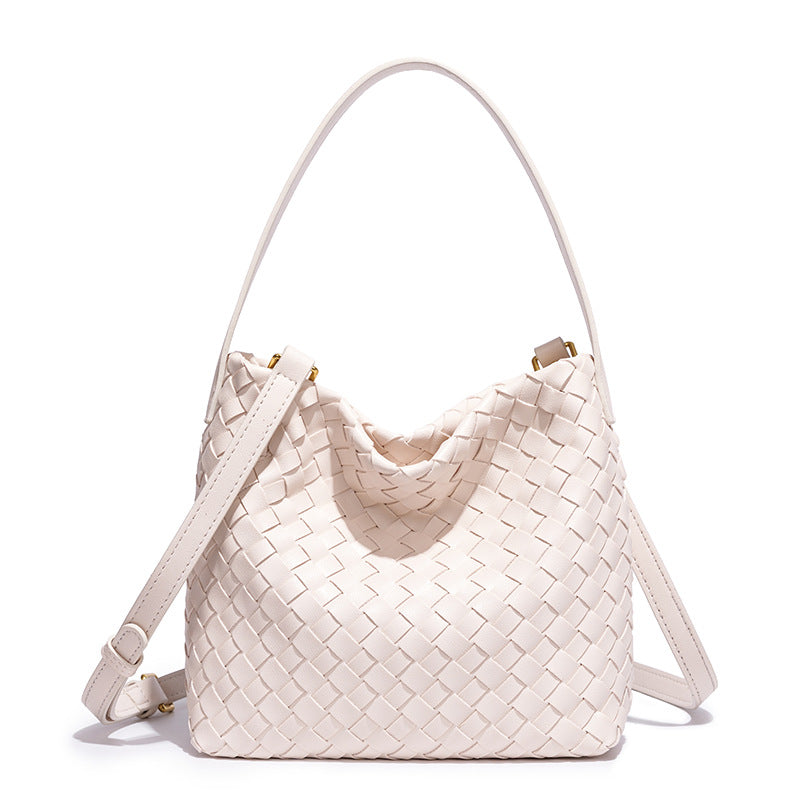 Elegant Woven Leather Shoulder Bag Bowlift