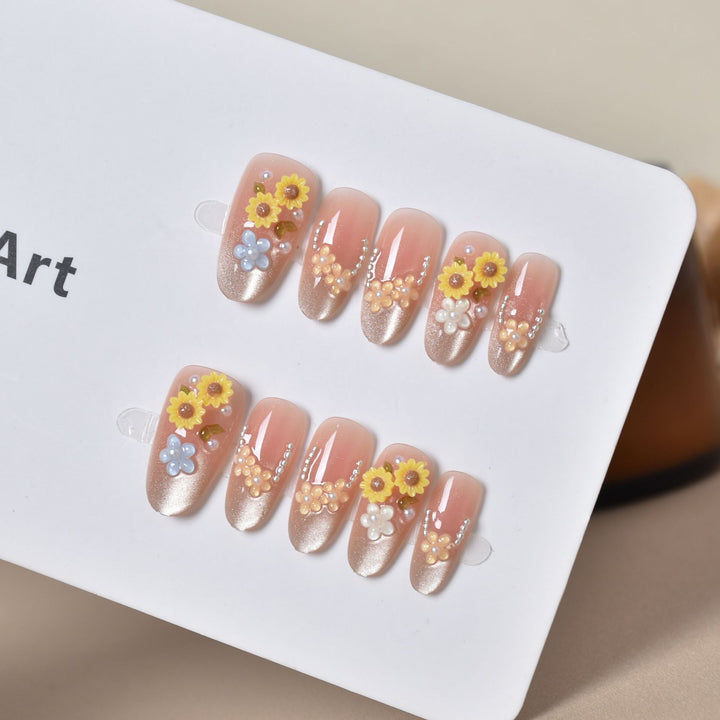 Floral Design Decorative Press-On Nails Bowlift