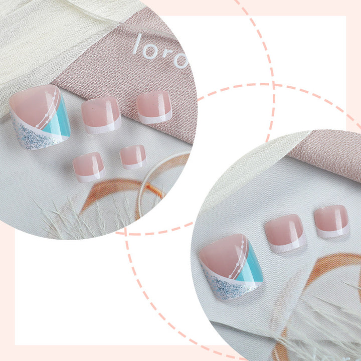 Stylish Gel Press-On Nail Set with Geometric Design Bowlift