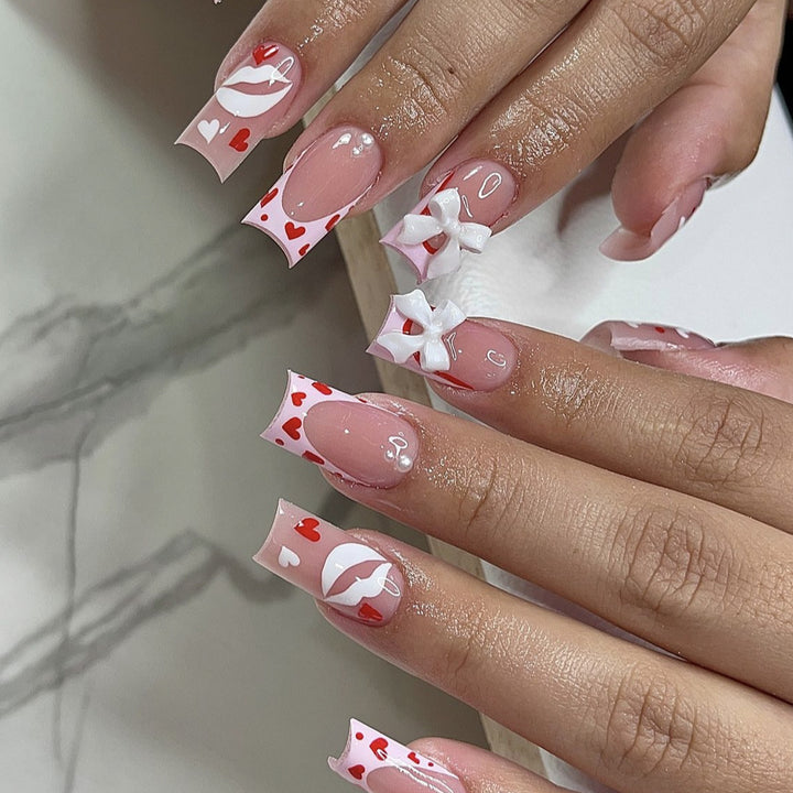 Creative 3D Heart and Bow Nail Art Extensions Bowlift