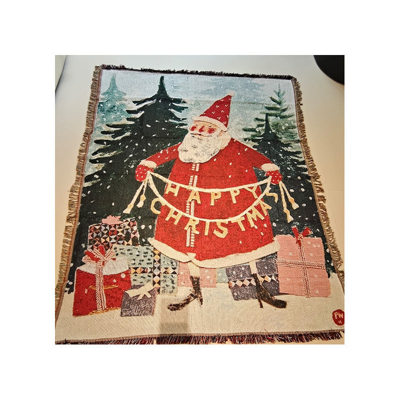 Festive Holiday-Themed Tapestry Throw Blanket