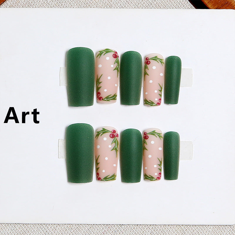 Acrylic nail set with festive Christmas design and elegant 3D embellishments Bowlift