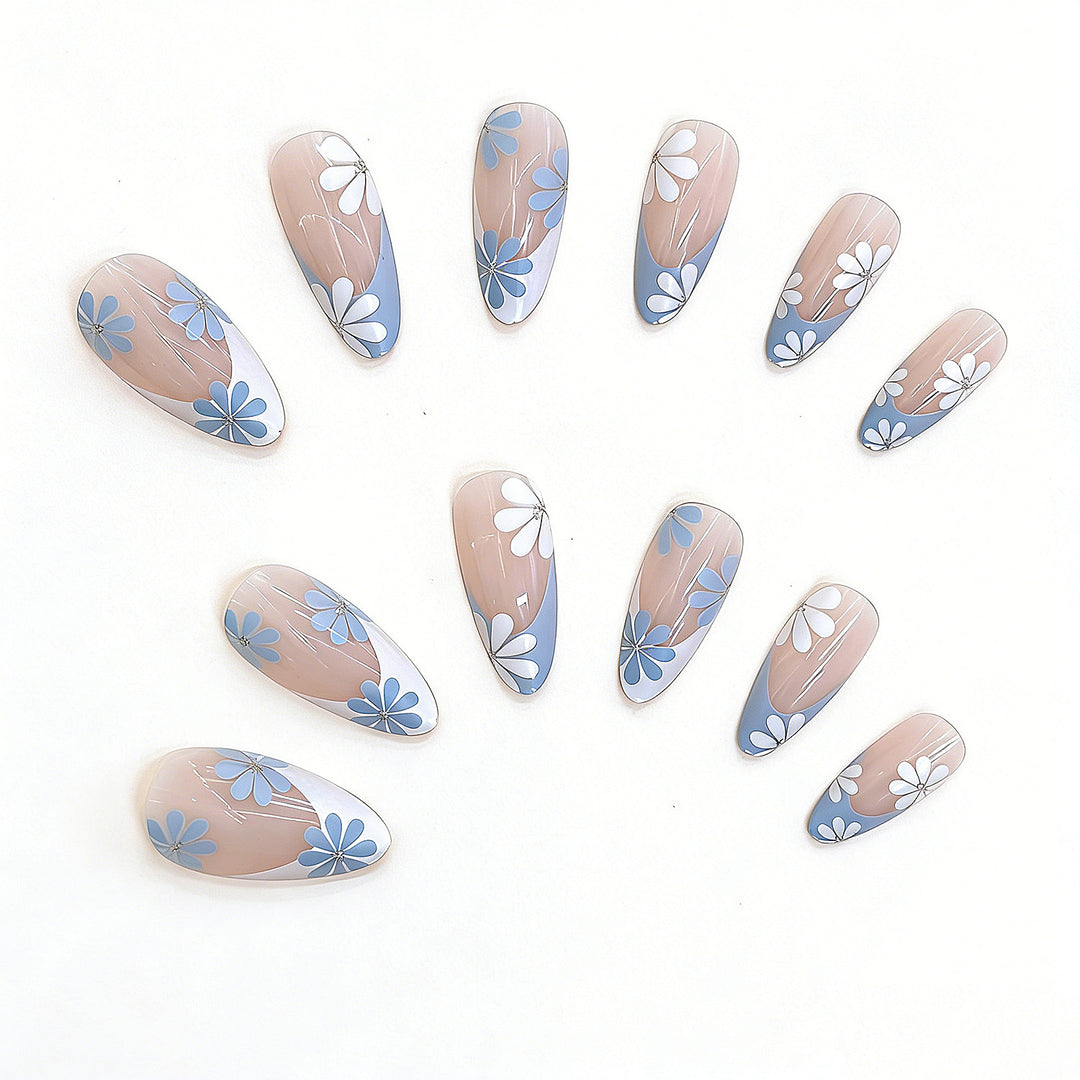 Floral Design Press-On Nail Set Bowlift
