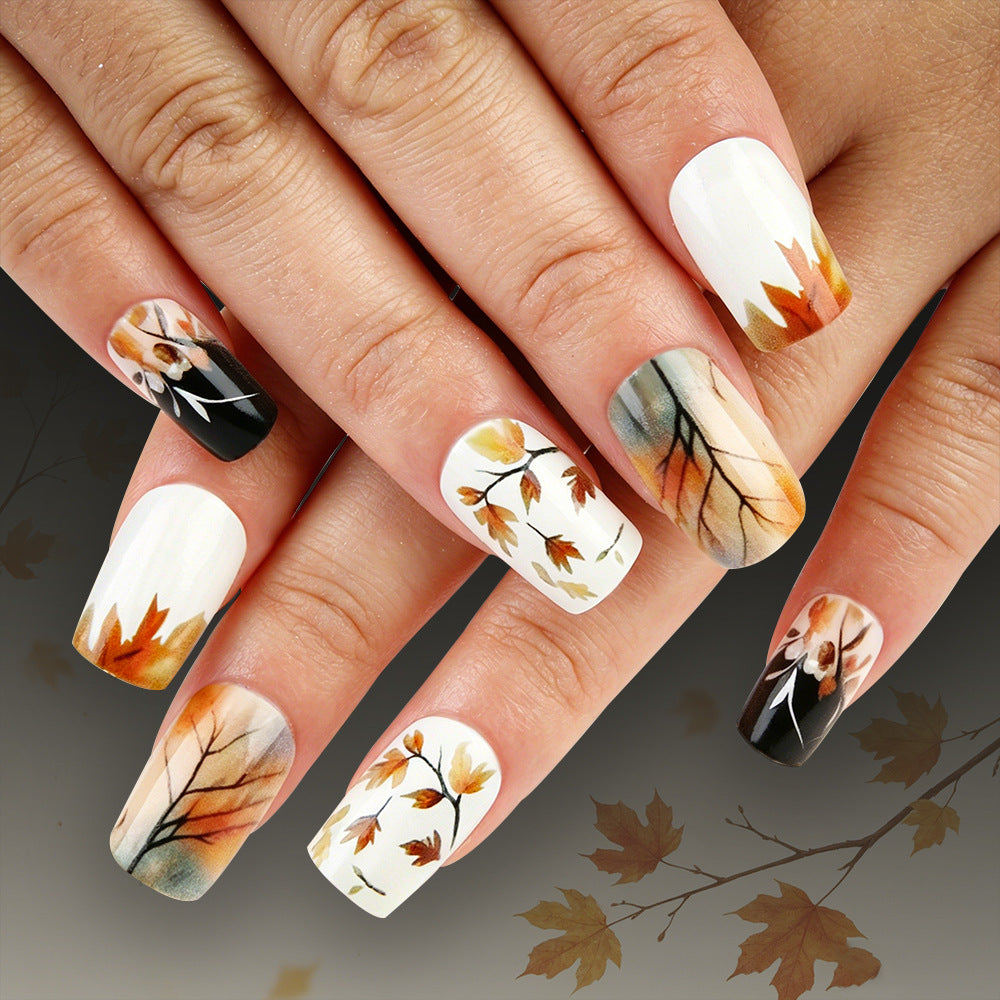 Artistic Fall-Themed Press-On Nails Bowlift