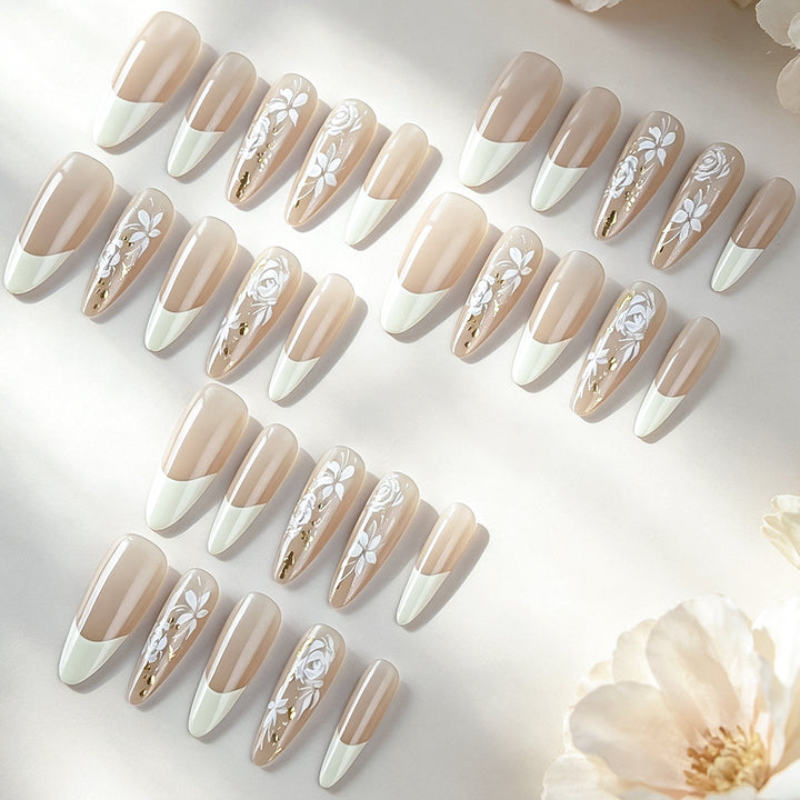 Elegant Floral Gel Nail Art Set Bowlift