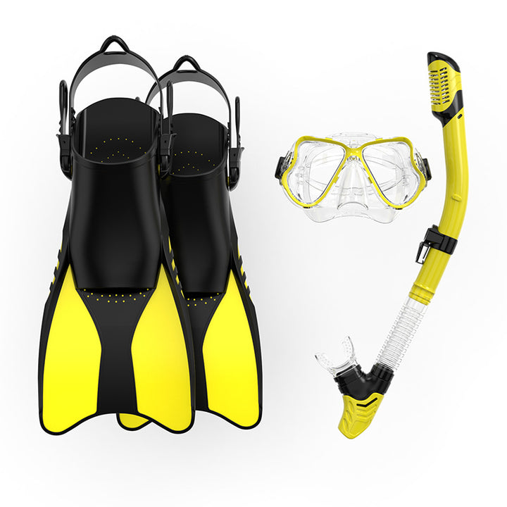 Premium Snorkel Set with Ergonomic Fins and Clear Dive Mask Bowlift