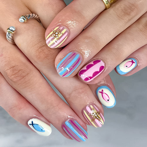 Creative Themed Press-On Nail Art Set Bowlift