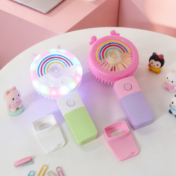 Women Portable Table Fan with Multifunctional LED Lights Bowlift