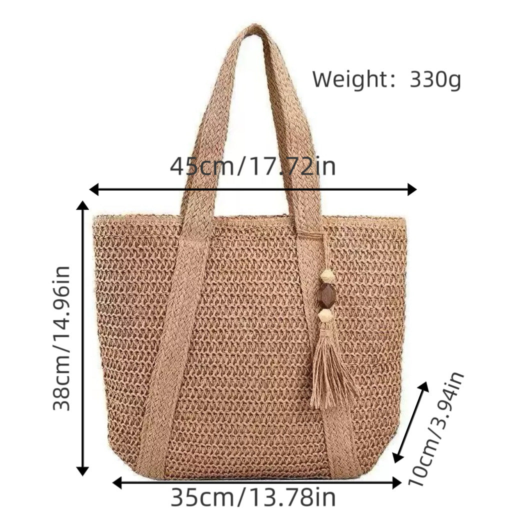 Braided beach bag with fringe detail Bowlift