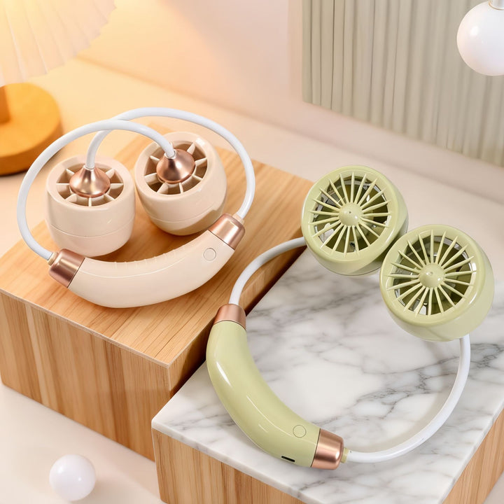 Ladies Portable Flexible Fan with Dual Head and USB Charging Function Bowlift