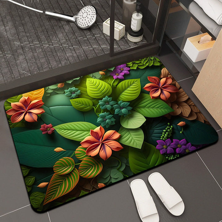 Floral Design Memory Foam Bath Mat Bowlift