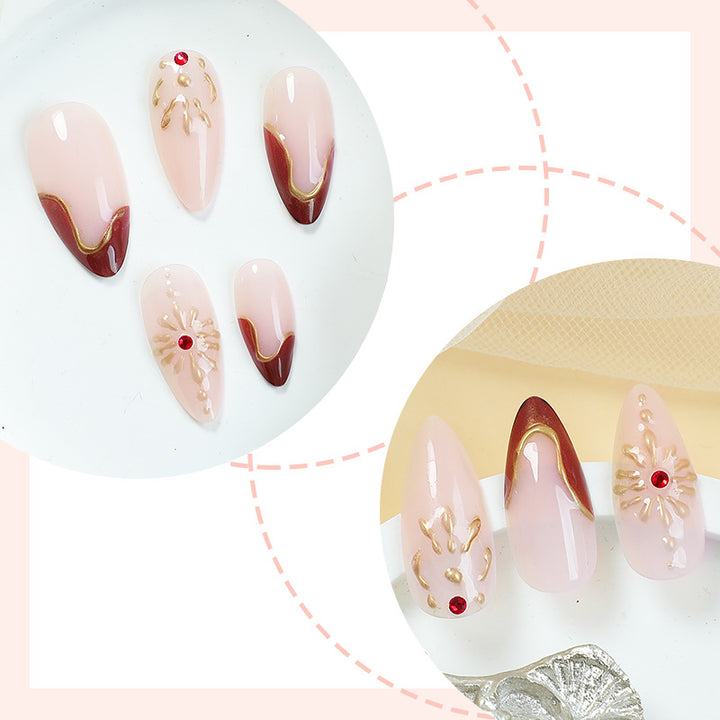 Premium Artistic Full Cover Press-On Nail Set Bowlift