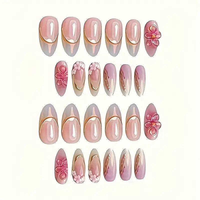 Floral Embellished Press-On Nail Art Set Bowlift