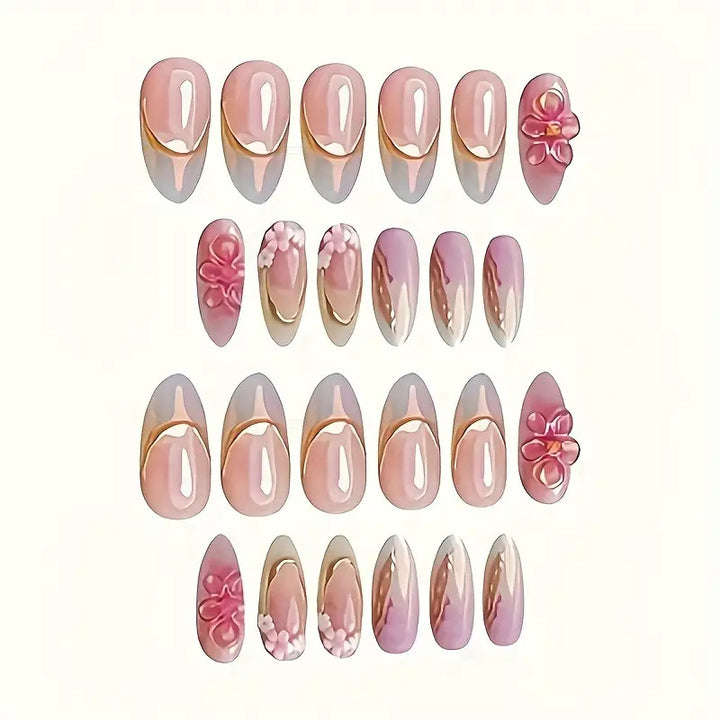 Floral Embellished Press-On Nail Art Set Bowlift