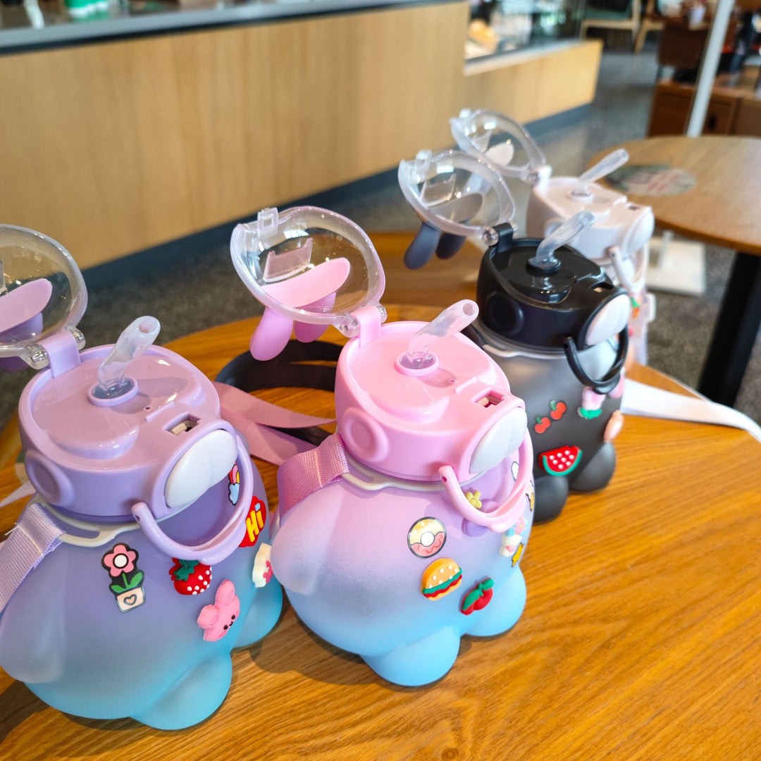 Women's creative drinking bottle with animal ears and colorful stickers Bowlift