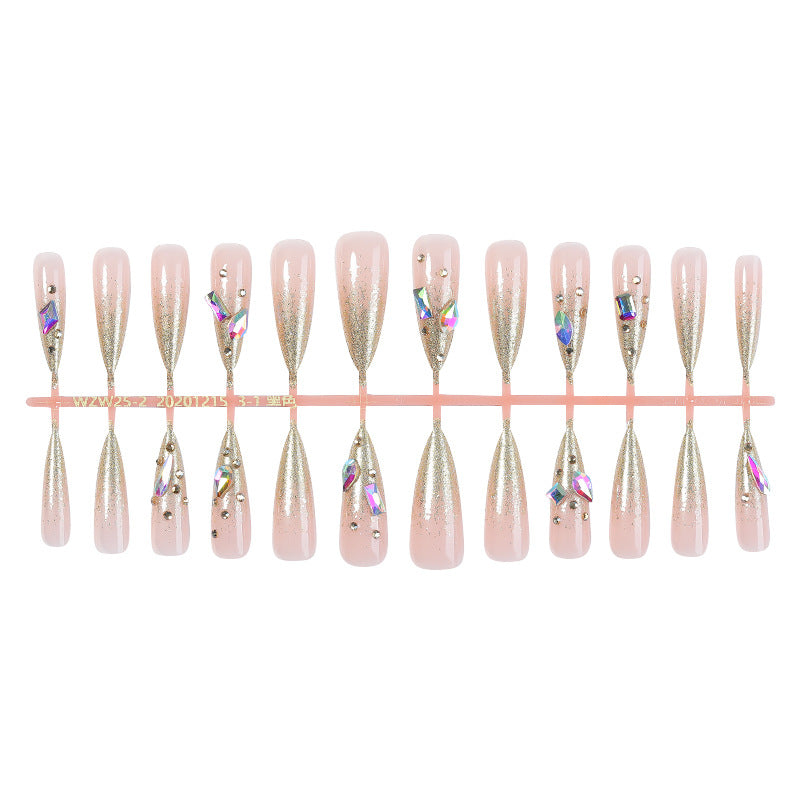 Stiletto Shaped Press-On Nail Set with Glitter Accent Bowlift