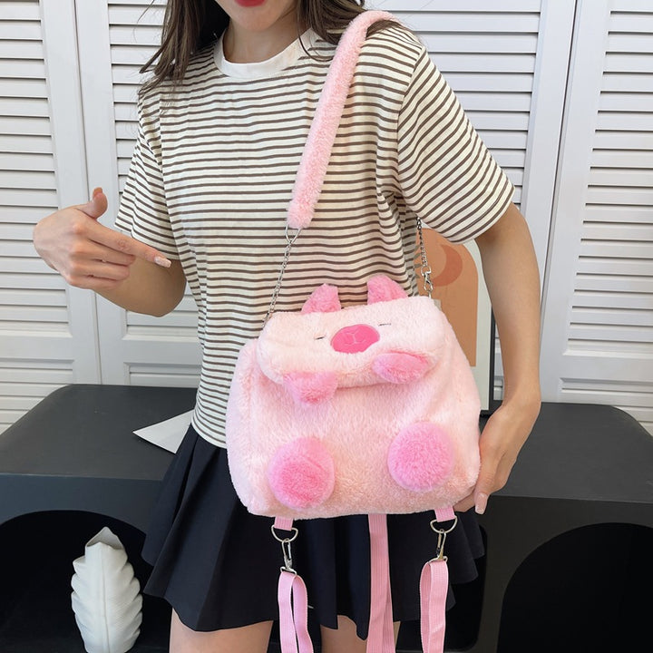 Plush Backpack In Pig Design Bowlift