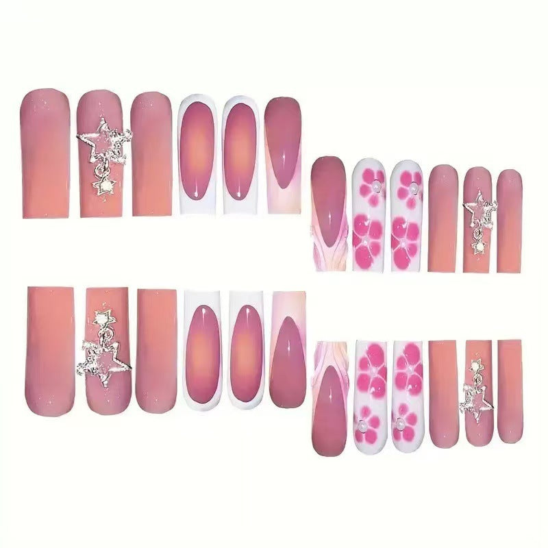 Decorative Floral Press-On Nails Bowlift